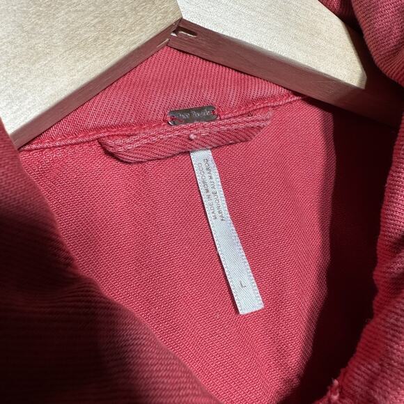 Free People Denim Jacket Women's L Red Christmas Pockets Trucker Rumors - Picture 2 of 13